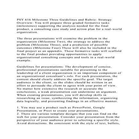 PSY 616 Milestone Three Guidelines and Rubric StrategyOverview.docx