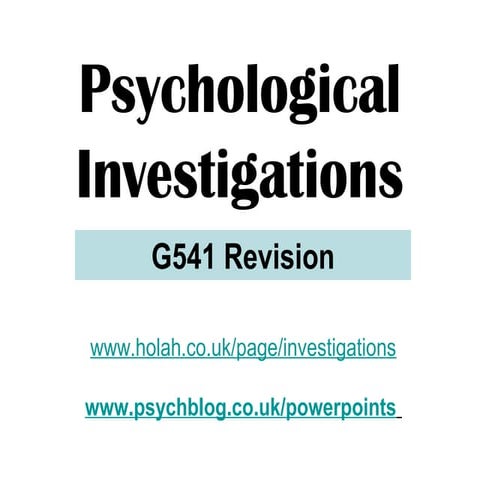 psychological investigations