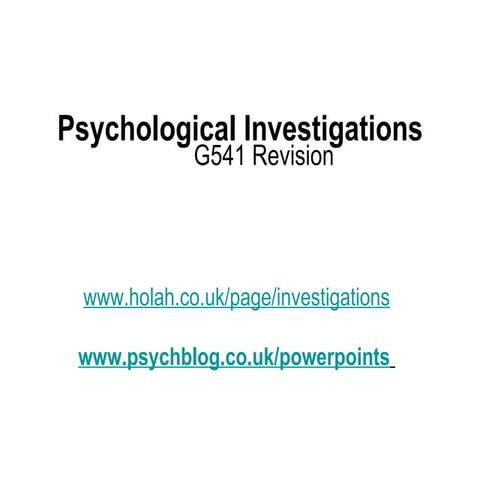 Psych Investigations Revision PowerPoint