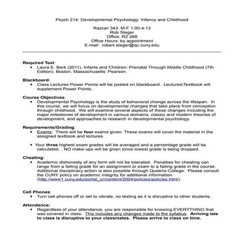 Psych 214   developmental psychology infancy and childhood (queens college   ...