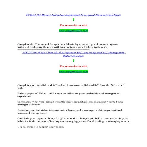 PSYCH 707 Massive Success / snaptutorial.com