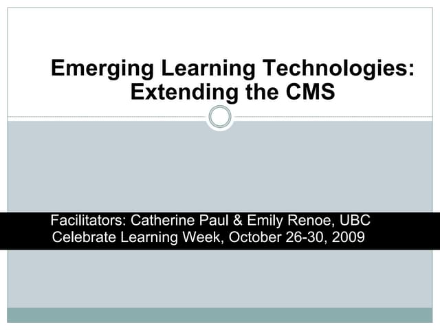 Emerging  Learning  Spaces - UBC Psychology Dept