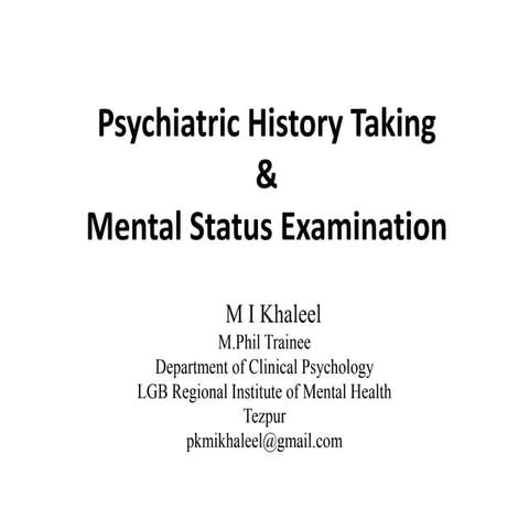 psychiatric_history_taking and Mental status examination