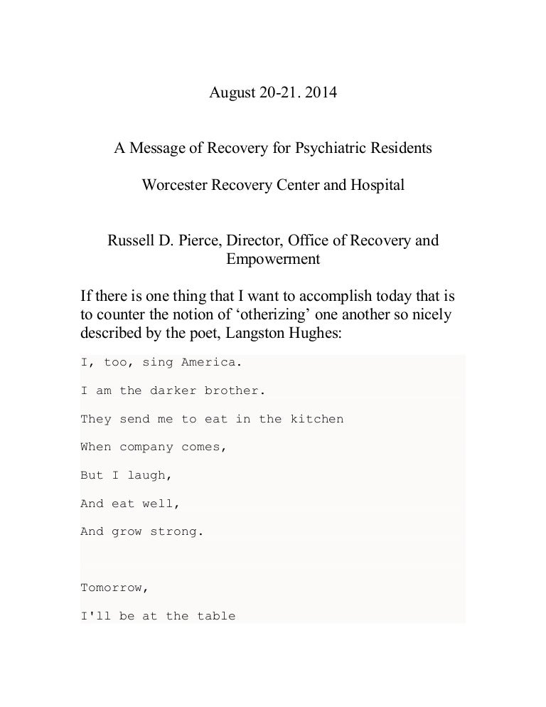 Psychiatric residents speech