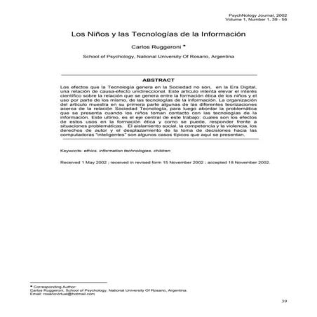 LOS NIÑOS Y LAS TECNOLOGIAS DE LA INFORMACION