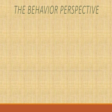 Behavioral Perspectives