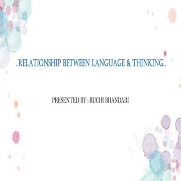 RELATIONSHIP BETWEEN LANGUAGE AND THINKING