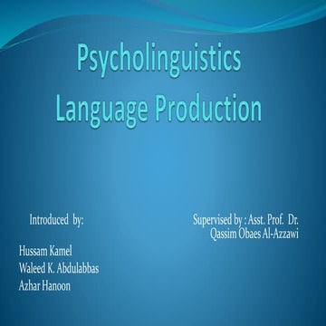 Psycholinguistics Introduction 