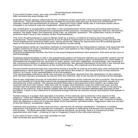 Psychoanalysis Definitions