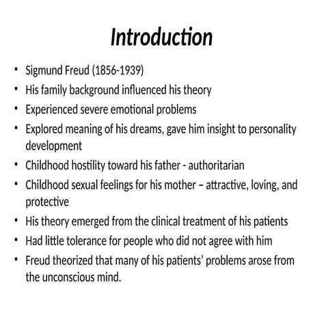 Psychoanalysis Presentation notes for revision