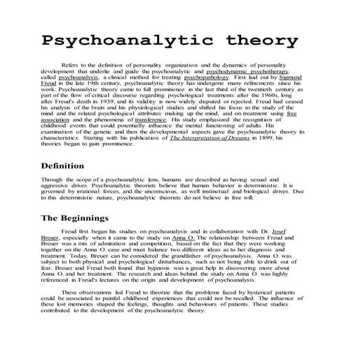 Psychoanalytic theory by sheena bernal