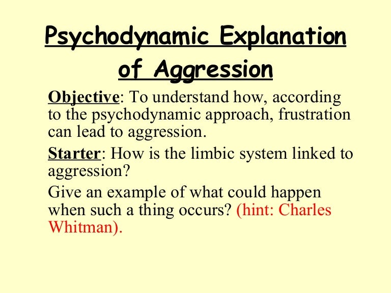 Psychodynamic Explanation Of Aggression
