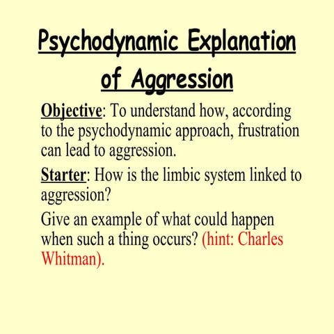 Psychodynamic Explanation Of Aggression