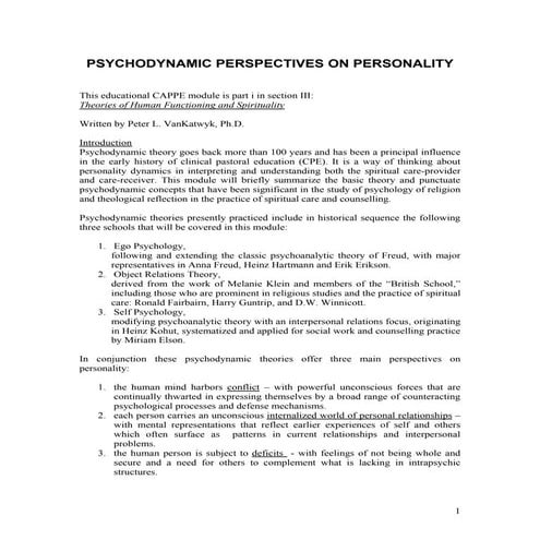 Psychodynamic perspectives on_personality