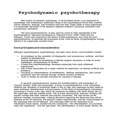 Psychodynamic psychotherapy by sheena bernal