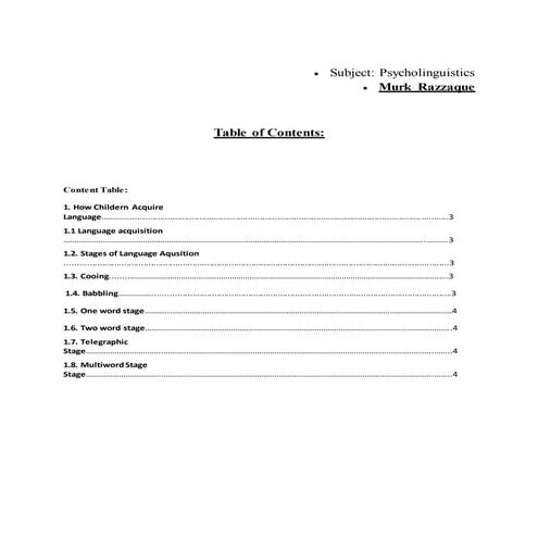 Language acquisition - How Childern Acquire Language and its stages