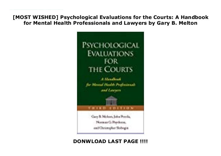 [MOST WISHED] Psychological Evaluations for the Courts A Handbook