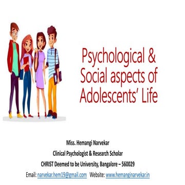 Psychological and Social Aspects of Adolescents' Life