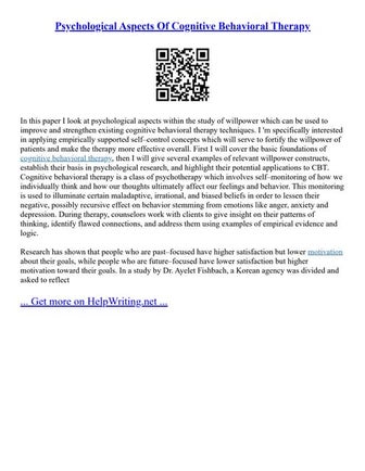 Psychological Aspects Of Cognitive Behavioral Therapy