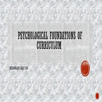 Psychological foundations of curriculum