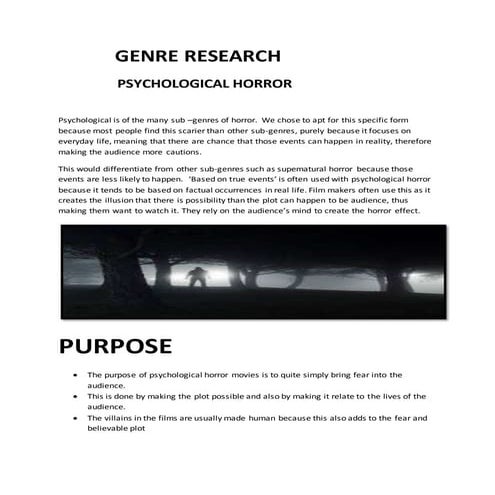 Conventions of Psychological horror. | PPTX