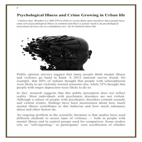 Aggression, violence and mental illness | PDF