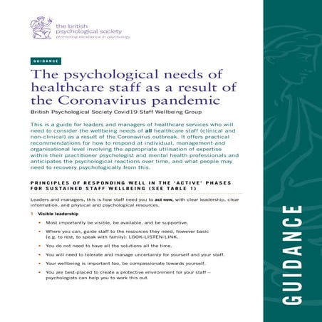 Psychological needs of healthcare staff bps