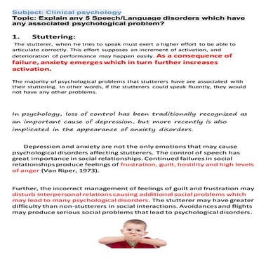 Psychological problems ass with sld