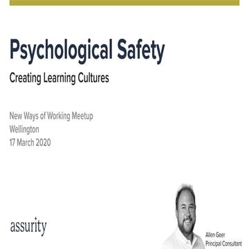 Psychological safety - Creating Learning Cultures