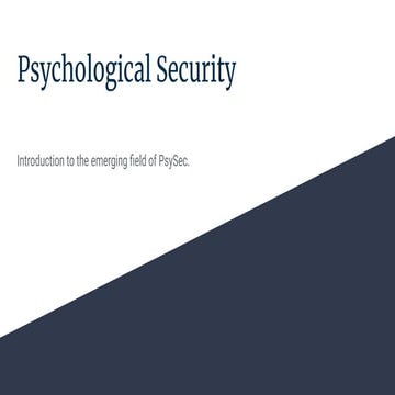 Psychological Security: Introducing the PsySec Field