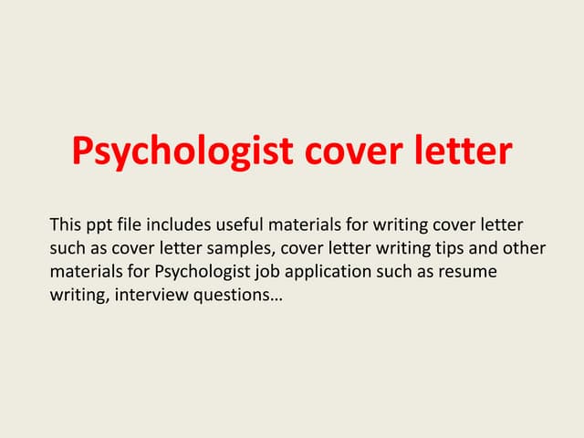 Psychologist Cover Letter