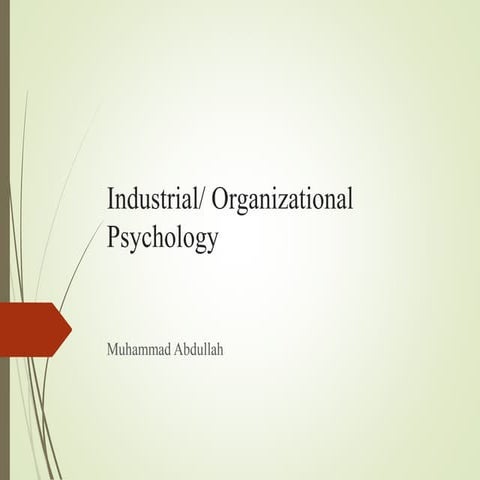 Industrial/ Organisational Psychology