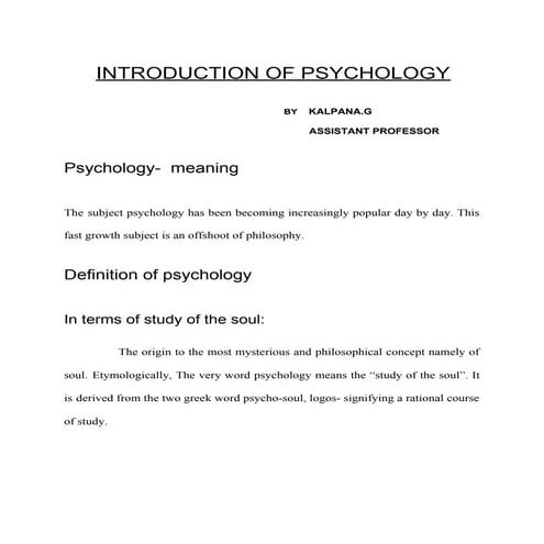 Psychology - Introduction | PDF