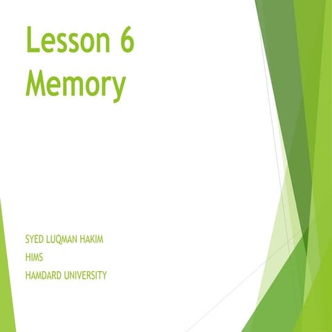 Psychology - Lesson 6 Memory Luqman  .pptx