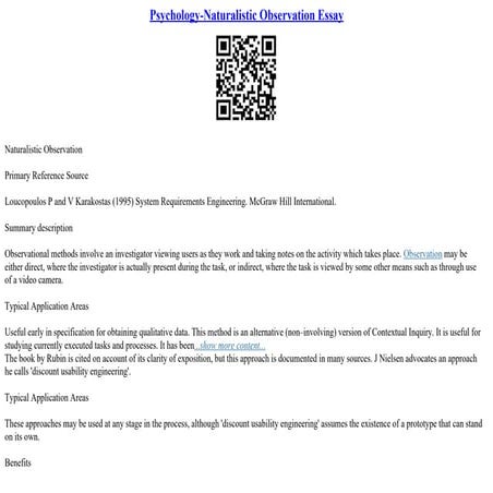 Psychology-Naturalistic Observation Essay