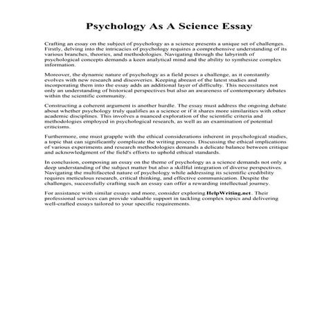 Psychology As A Science Essay. Community College of Rhode Island