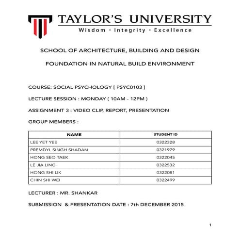 Psychology final report