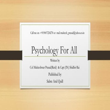 "Psychology For All " Book for students,Teachers,parents and Organisation