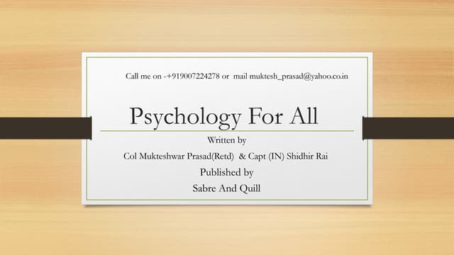 "Psychology For All " Book for students,Teachers,parents and Organisation