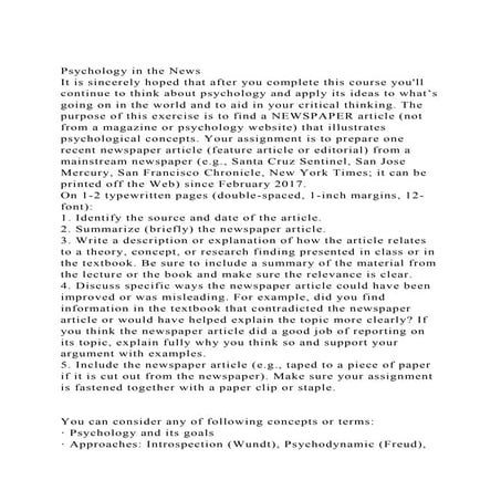 Psychology in the NewsIt is sincerely hoped that after you compl.docx