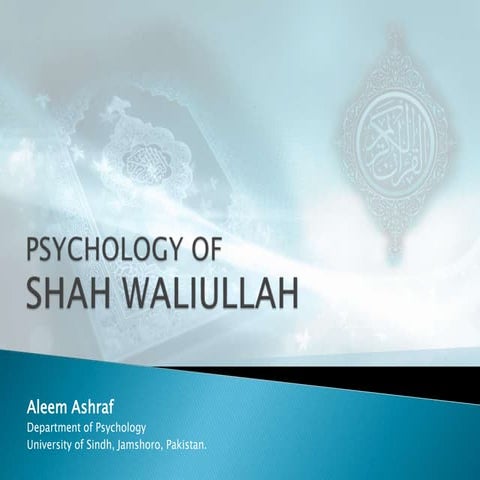 Psychology of Shah Waliullah