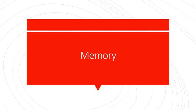 Memory, Its Components, Its Types, Seven Sins of Memory, Strategies to Improv...