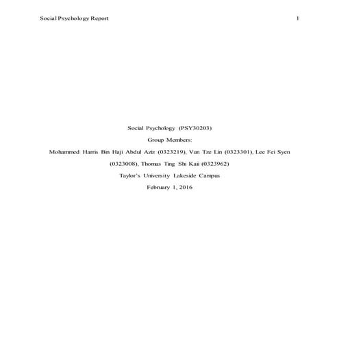 Social Psychology assignment 3 - report