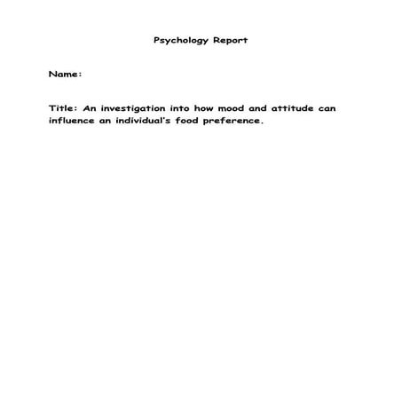 Psychology report template