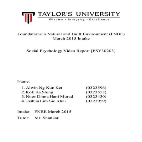 Psychology video report