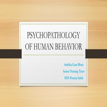 Psychopatho physiology of human behaviour