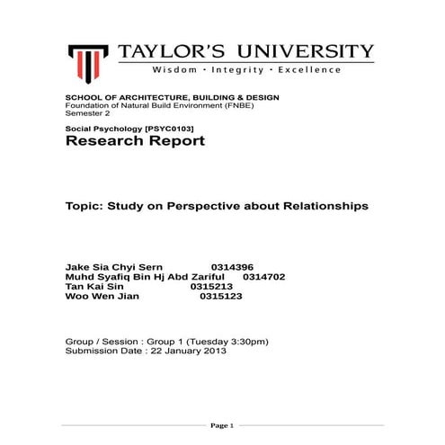 Psychology research report | DOC