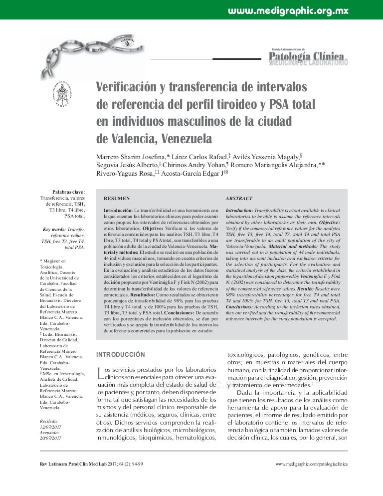 Verificación y transferencia de intervalos de referencia