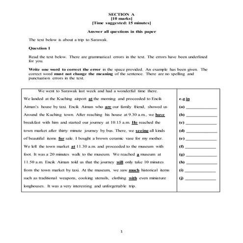 Pentaksiran Bahasa Inggeris Tingkatan 1 (Q)