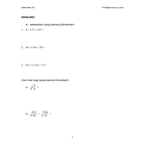 PT3,SOALAN AKHIR TAHUN MATEMATIK TINGKATAN 2